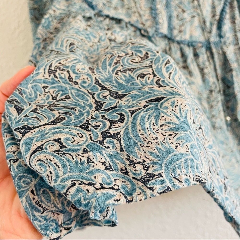 Haute Hippie Tribe Blue Tassel  Long Sleeve Peasant Blouse - Picture 6 of 14